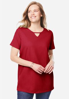 Perfect Short-Sleeve Keyhole Tee