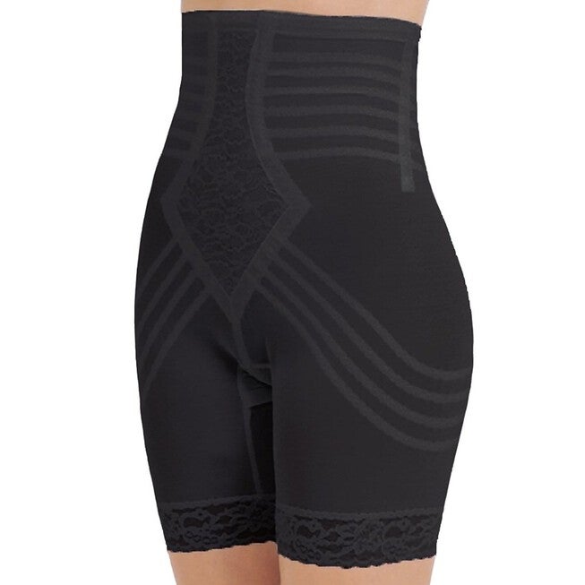 Extra Firm High Waist Thigh Shaper with Side Zipper, BLACK, hi-res image number 0