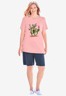 2-Piece Knit Tee and Short Set, SOFT PINK CACTUS, hi-res image number null