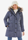 Heathered Down Puffer Coat, HEATHER NAVY, hi-res image number null