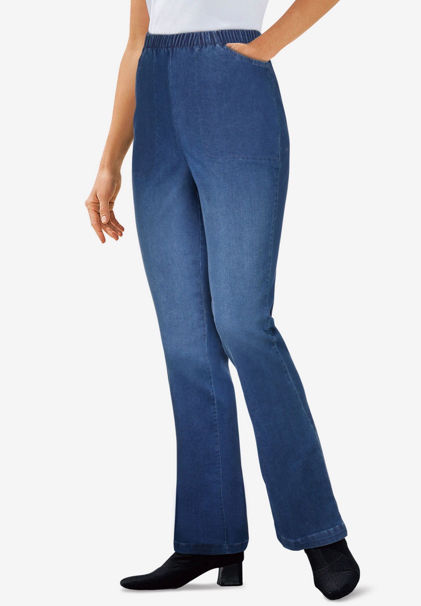 Woman Within Women s Plus Size Petite Fineline Denim Jegging 16 WP Stonewash Sanded