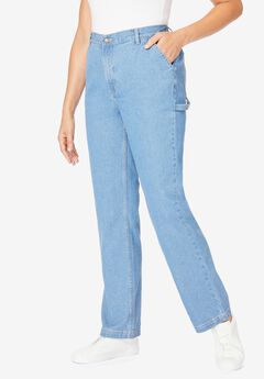Back-Elastic All-Cotton Denim Carpenter Jeans