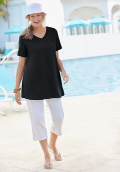 Perfect Short-Sleeve V-Neck Tunic
