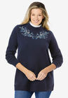 Layered-Look Sweatshirt, NAVY TRELLIS PLACEMENT, hi-res image number null
