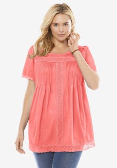 Lace-Trim Pintucked Tunic
