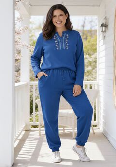 Embroidered Thermal Henley Tee