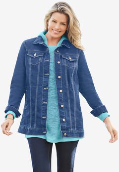 Long Stretch Denim Jean Jacket