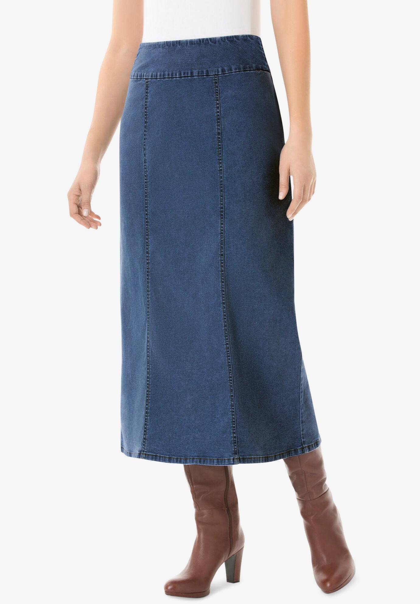 Flex Fit Pull On Denim Skirt