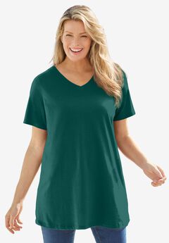 Perfect Short-Sleeve V-Neck Tunic