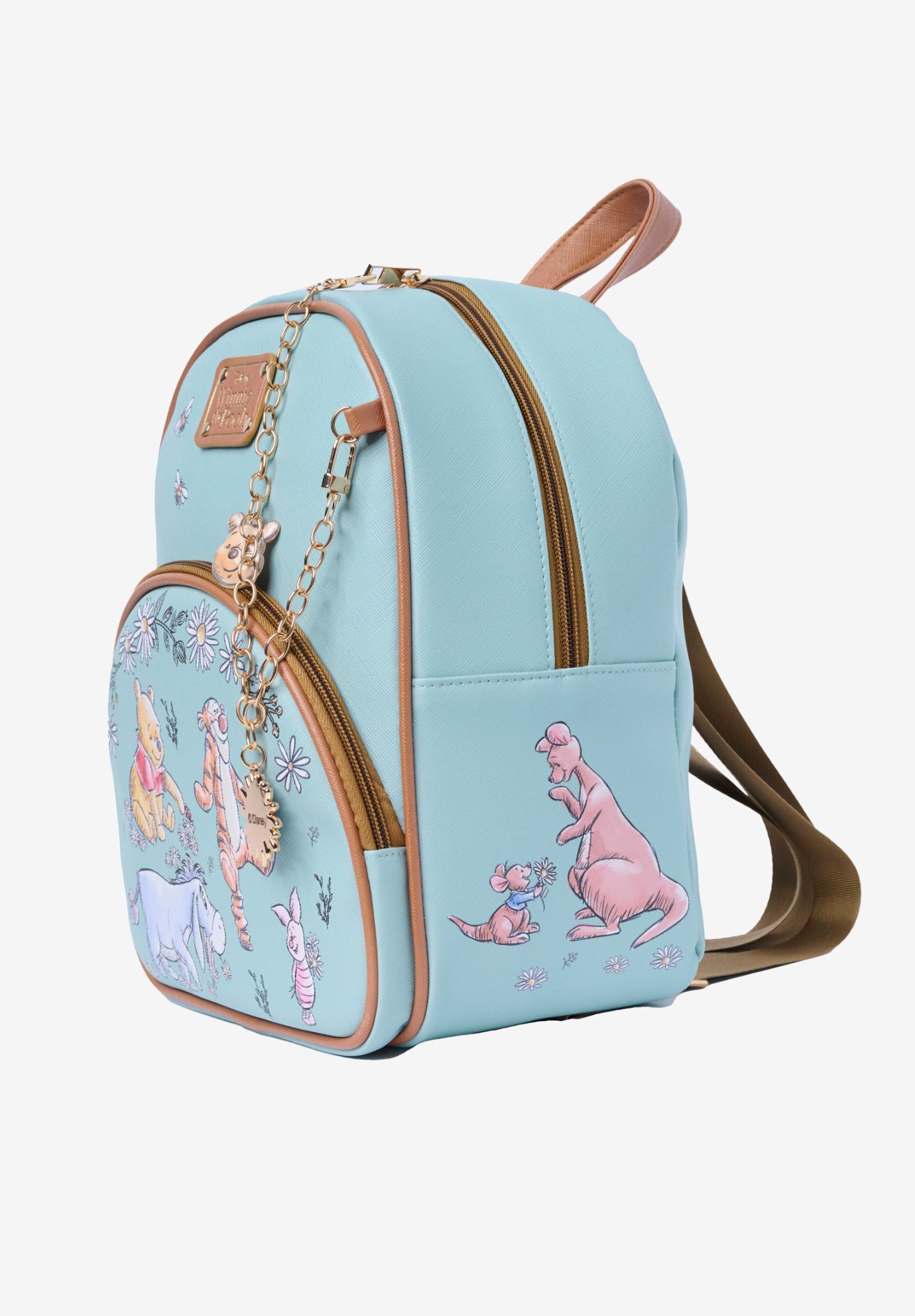 Winnie the Pooh Mini Backpack Sketch Floral Disney Bag with Detachable Charm, BLUE, alternate image number 2
