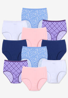 Hanes Womens Plus-Size Women's 5 Pack Core Cotton Extended Size Brief  Panty- Assorted