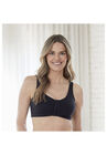 Bestform 5006014 Comfortable Unlined Wireless Cotton Stretch Sports Bra With Front Closure, BLACK, hi-res image number null