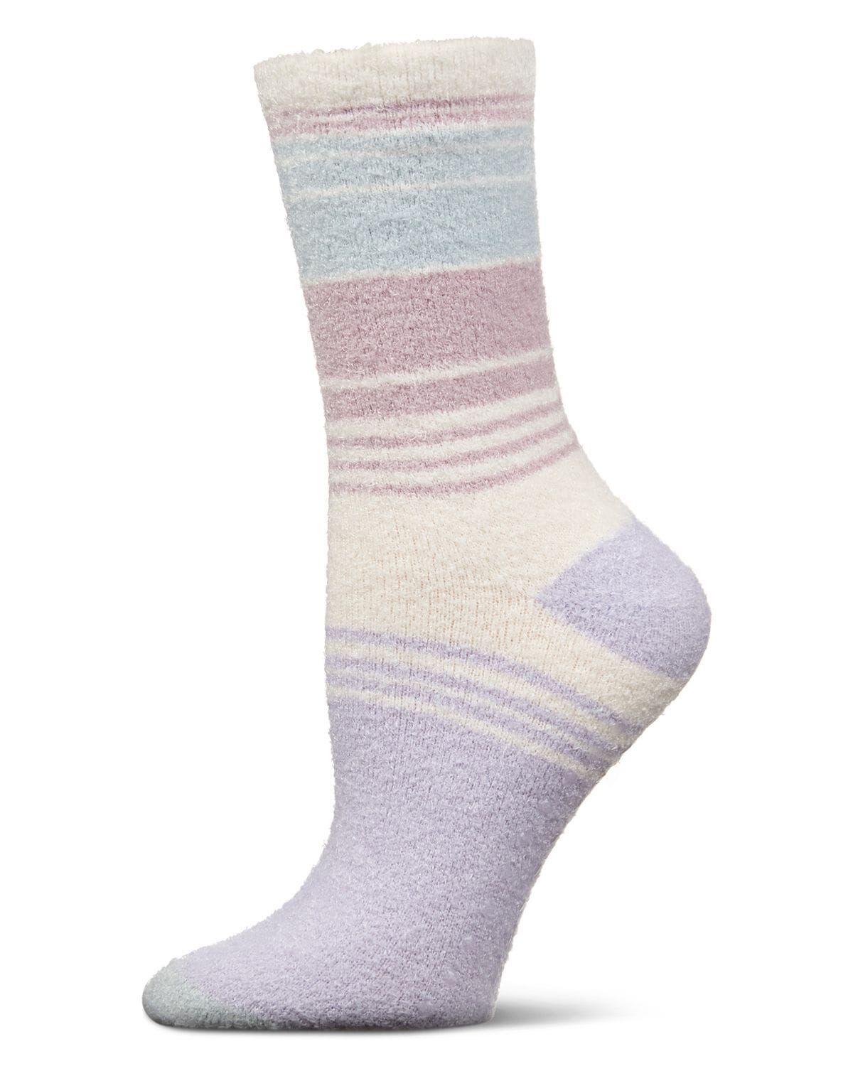 Women's Stripes Aloe Infused Crew Socks, LILAC, hi-res image number 0