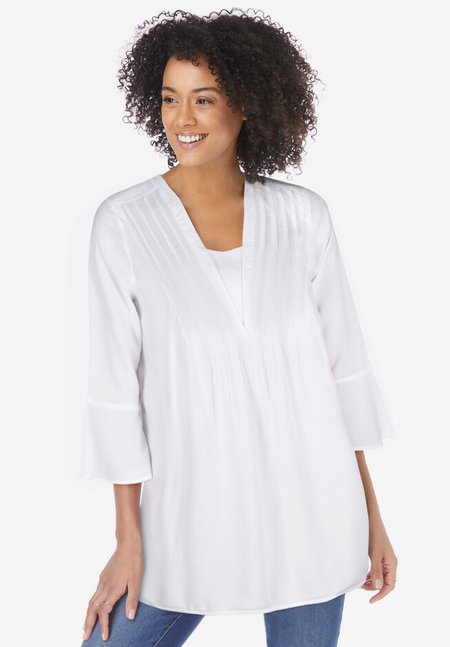 Bell-Sleeve V-Neck Tunic | Woman Within