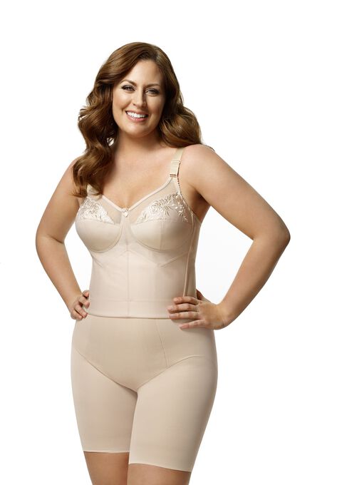 Embroidered Soft-Cup Longline Bra, NUDE, hi-res image number null