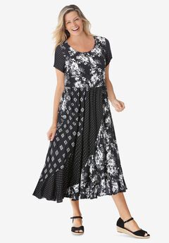 Mixed Print Maxi Dress