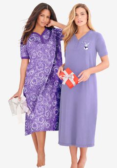 2-Pack Long Henley Sleepshirt