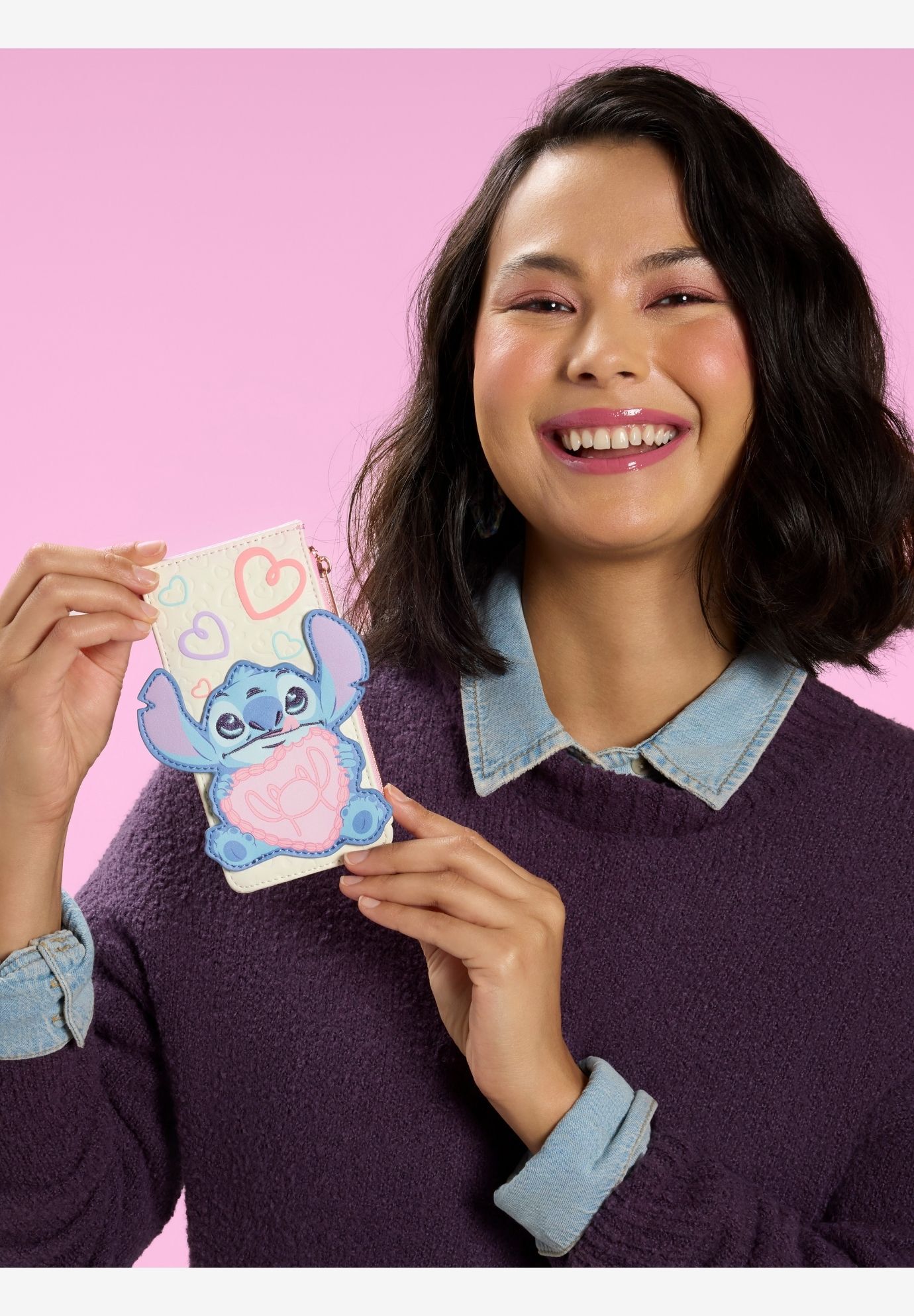 Loungefly x Disney Lilo & Stitch Be Mine Large Card Holder, WHITE, alternate image number 3