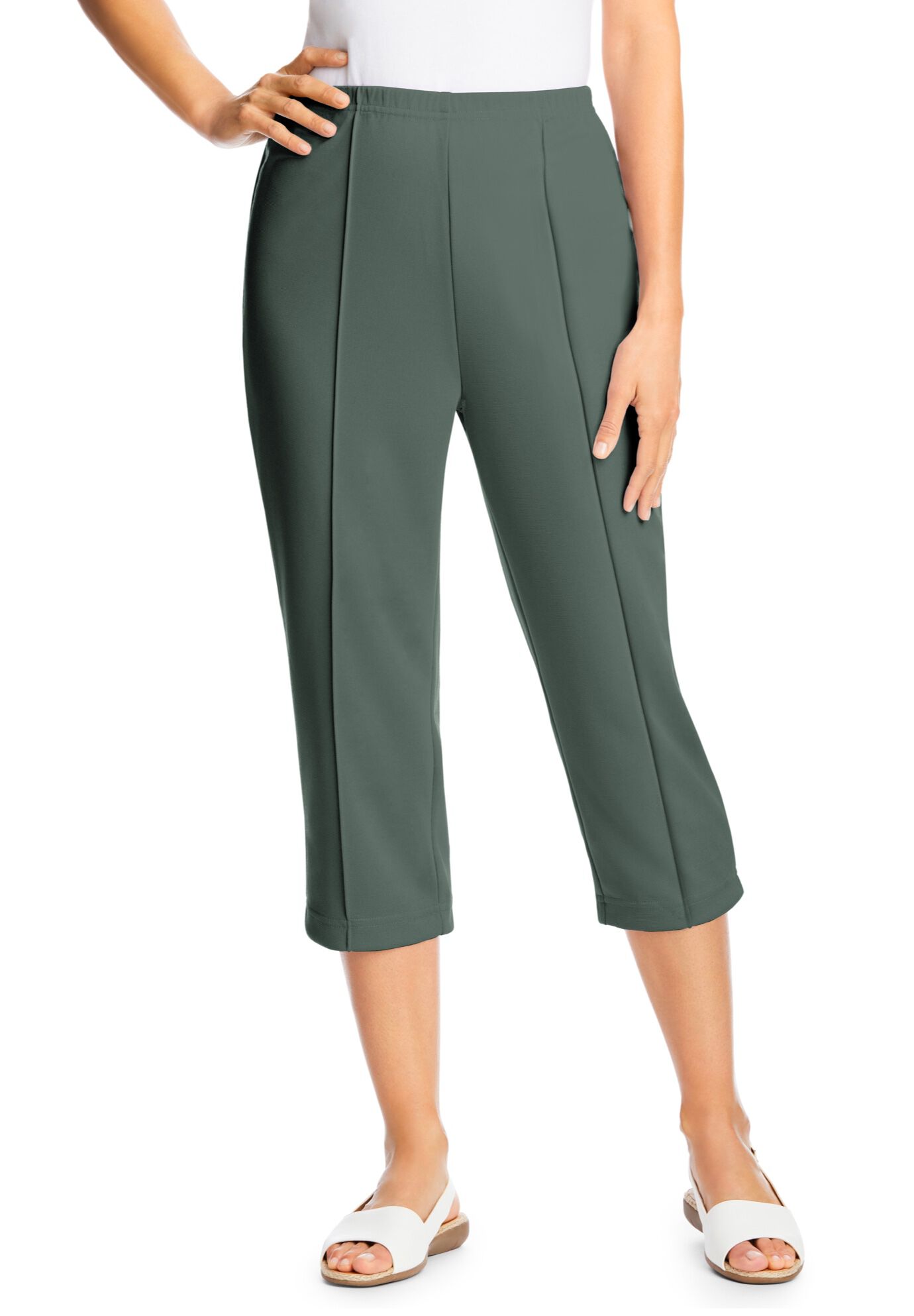 Woman Within Plus Size The Hassle-Free Soft Knit Capri - Picture 25 of 31