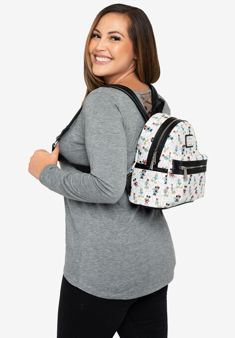 Loungefly x Disney Mickey Minnie Donald Daisy Mini Backpack Handbag White, , alternate image number null