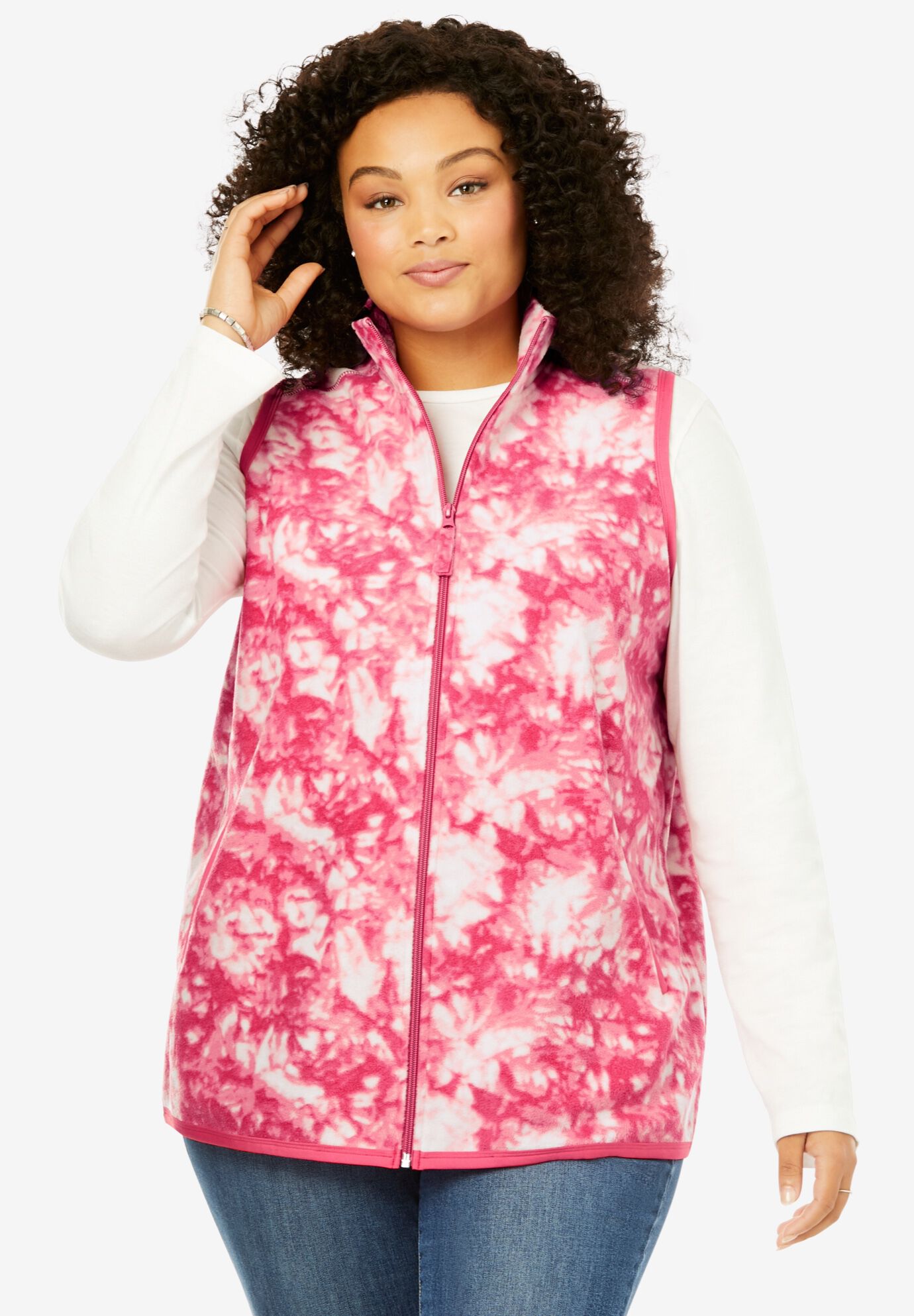 1X Woman Within Womens Plus Size Quilted Vest Ivory