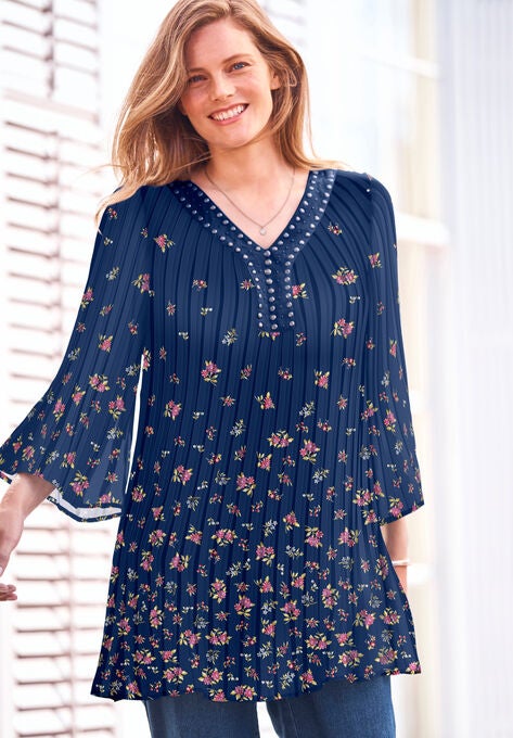 Embellished Pleated Blouse, , alternate image number null