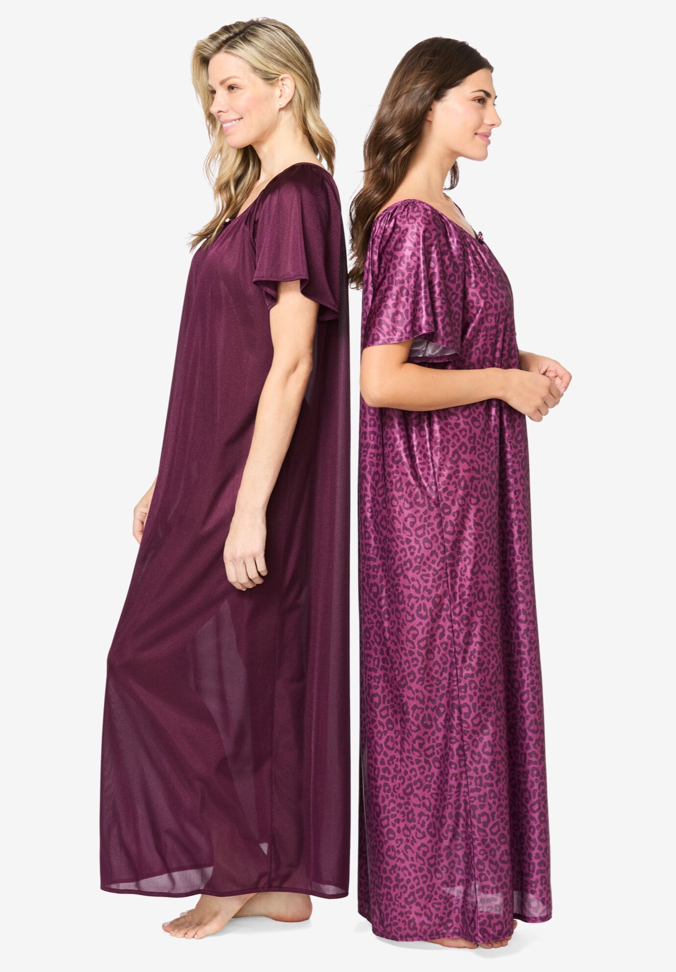 Body Girl 2 Pieces Long Bridal Silk & Lace Nightwear For Girls & Women Free Size main image 1