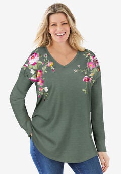 Waffle Thermal V-Neck Tee