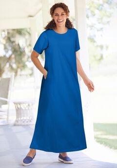 Perfect Short-Sleeve Scoopneck Maxi Tee Dress