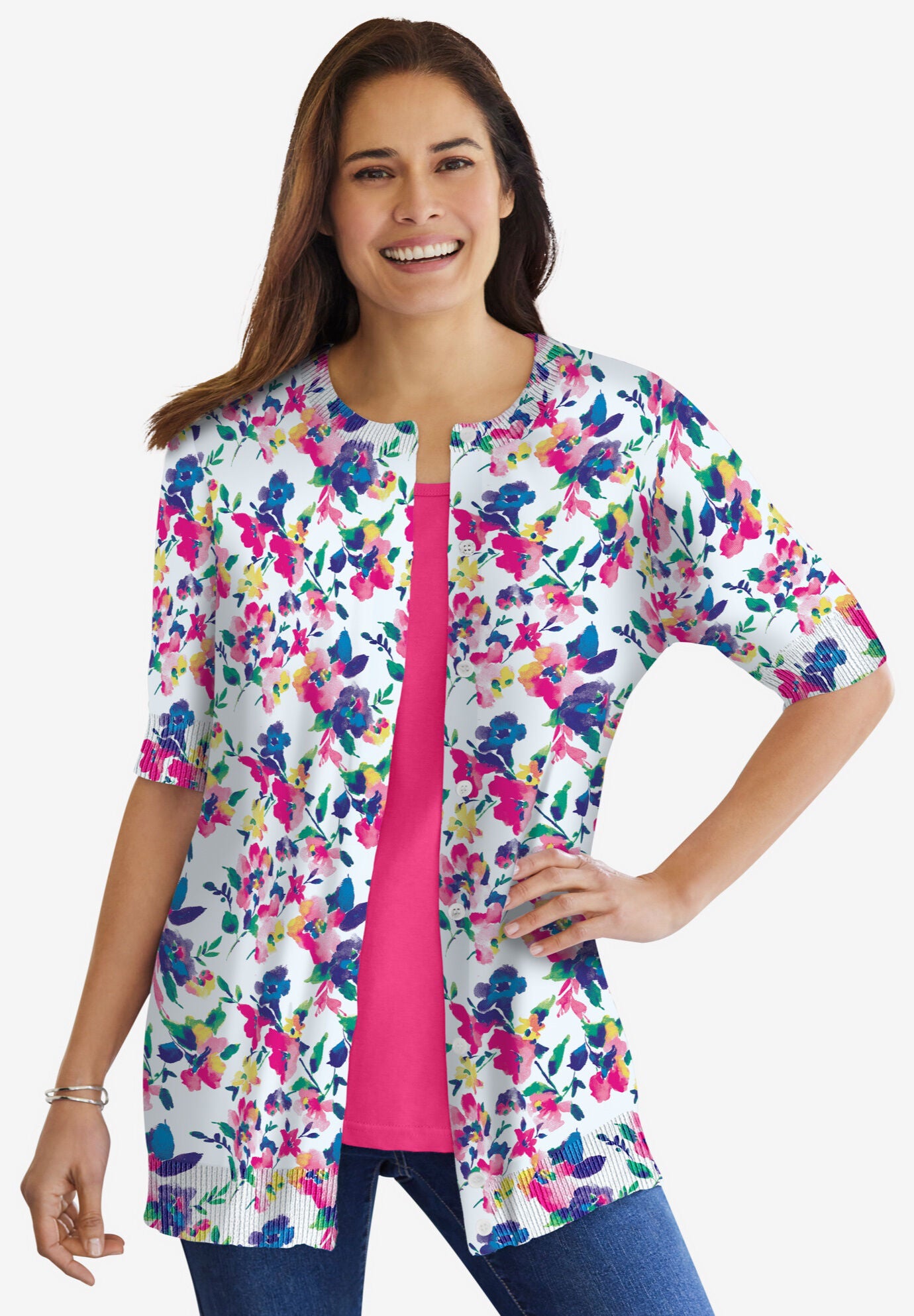Elbow sleeve cardigan plus size deals