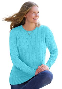 Cable Knit Pullover Crewneck Sweater