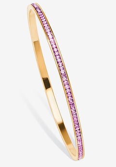 Gold Tone Stackable Eternity Bangle Bracelet Birthstones 7.5"