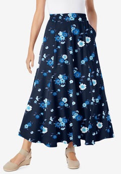 Wide Elastic Waist Skirt