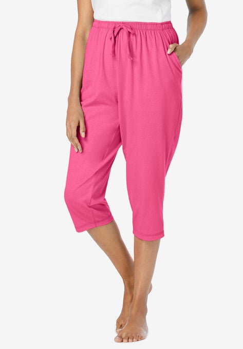 Knit Sleep Capri , PEONY PETAL PINK, hi-res image number null