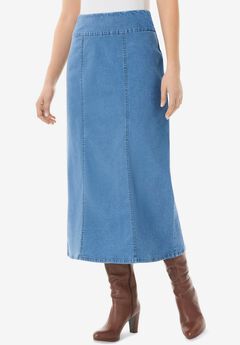 Plus Size Denim Midi Skirts