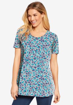 Perfect Printed Short-Sleeve Scoopneck Tee