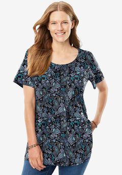 Perfect Printed Short-Sleeve Scoopneck Tee