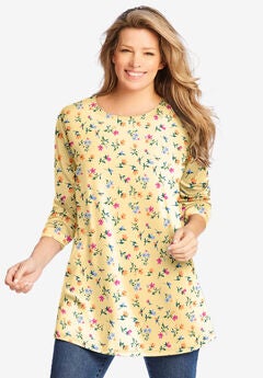 Perfect Printed Long-Sleeve Crewneck Tunic