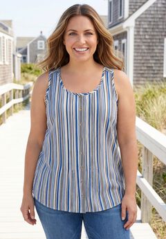 Sleeveless Pintuck Gauze Shirt