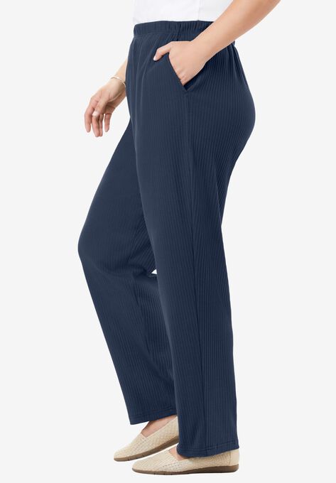 7-Day Knit Ribbed Straight Leg Pant, , alternate image number null