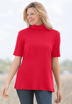 Ribbed Short Sleeve Turtleneck
