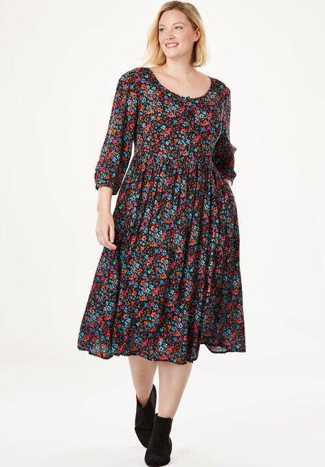 Empire Crinkle Dress Plus Size Dresses Woman Within