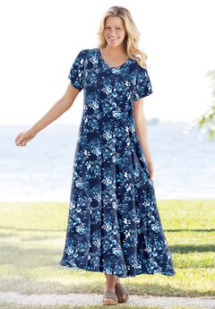 Short-Sleeve Crinkle Dress