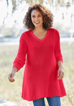 V-Neck Shaker Trapeze Sweater