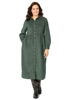 Button Front Corduroy Dress
