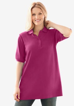Elbow-Sleeve Polo Tunic