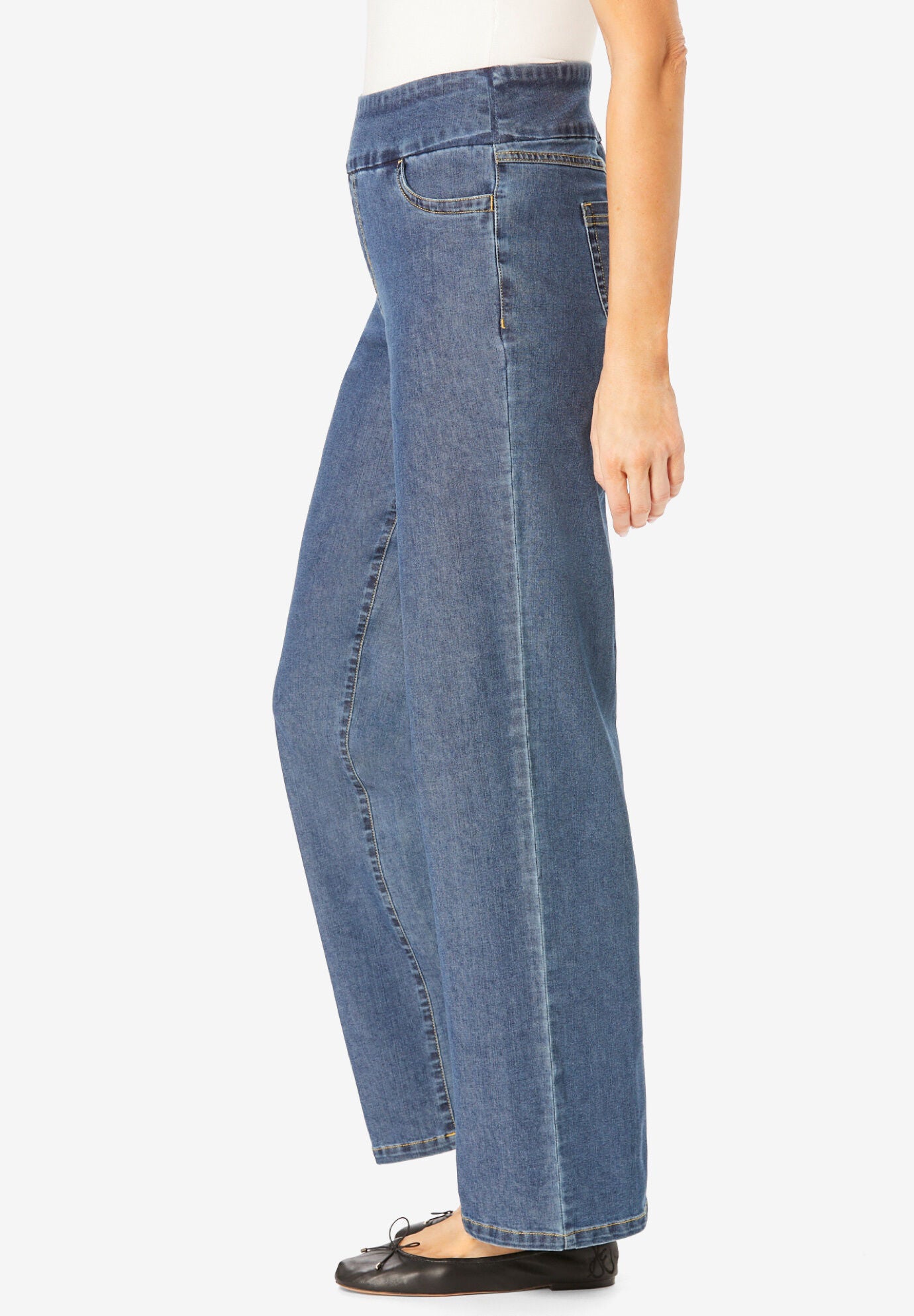 Flex Fit Pull On Wide Leg Denim Jean | Woman Within