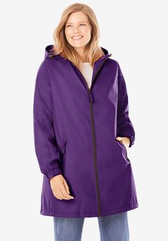 Fleece-Lined Mid-Length Slicker Raincoat