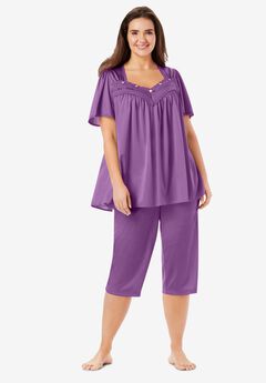 Womens Short Jersey Knit Pajama Lounge Pant Available in Plus Size