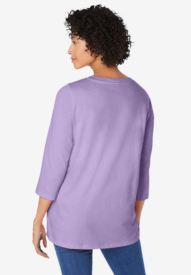 Dusty Lavender Jersey Short Sleeve V Neck Tunic